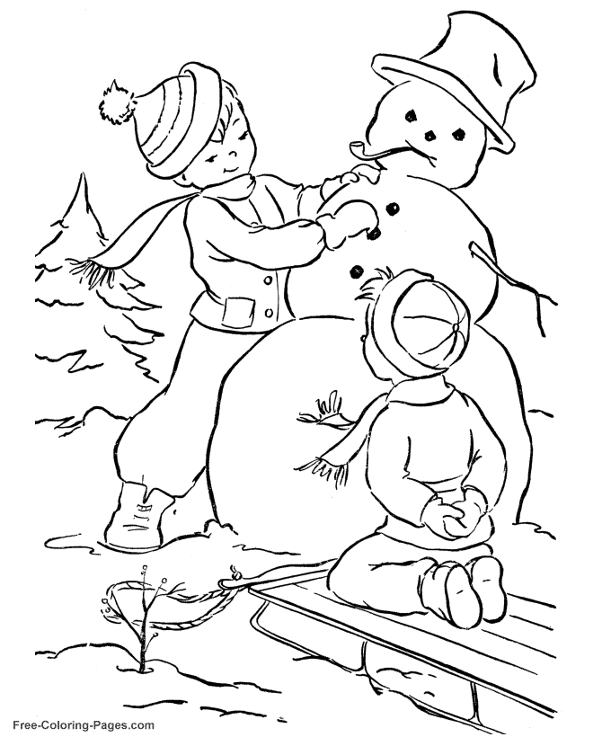Winter Coloring Sheets - Print the Snowman